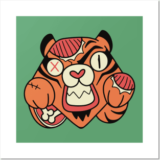 Cute Zombie Tiger // Funny Halloween Animals Posters and Art